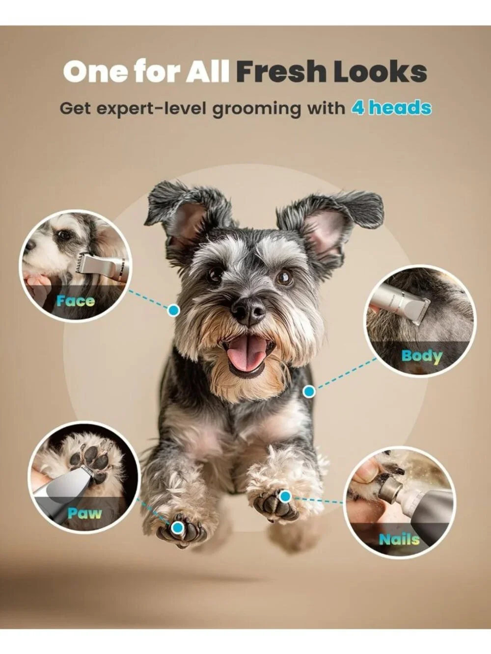 4-in-1 Dog Grooming Kit | LCD Display, Cordless Paw Trimmer & Nail Grinder
